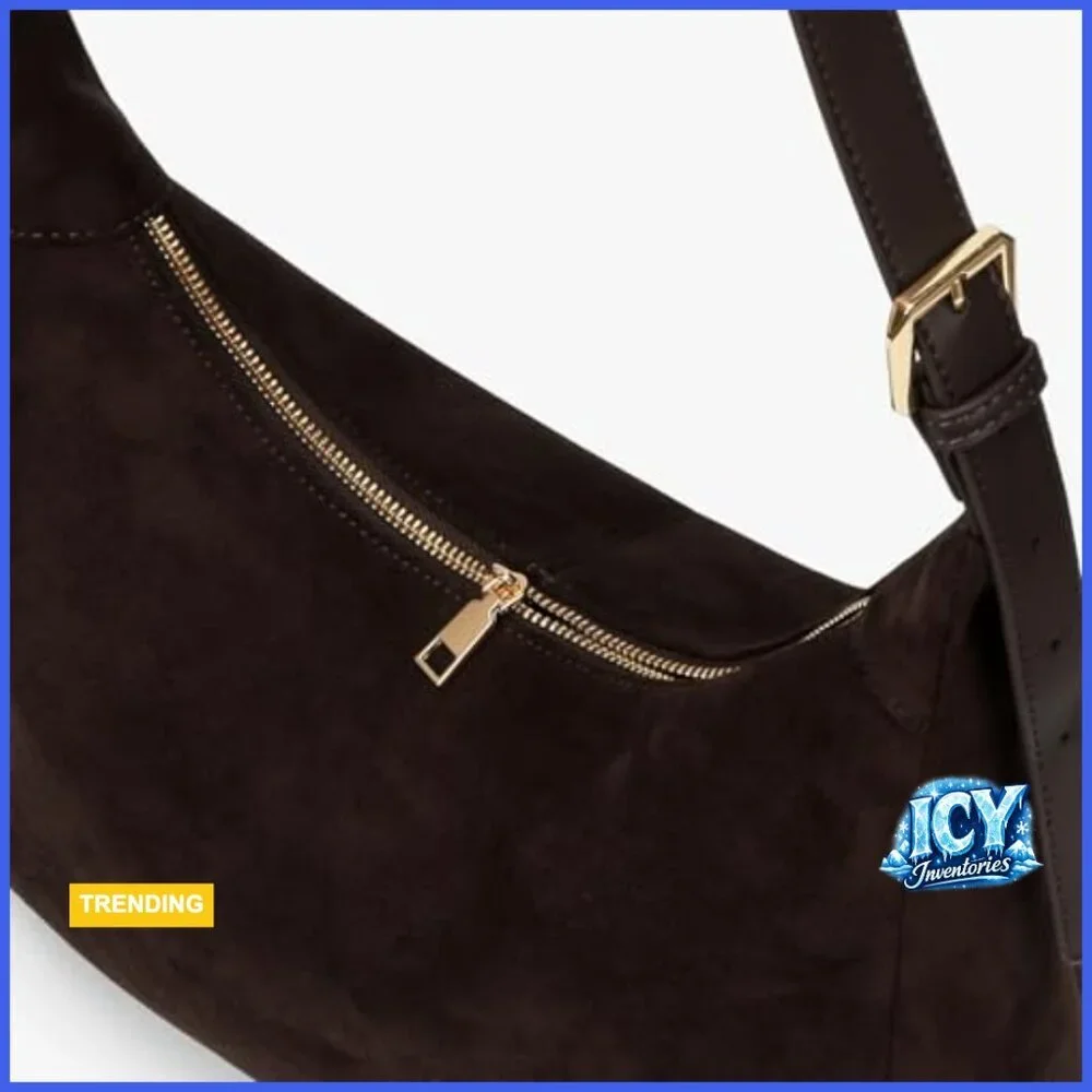 Vegan Leather Hobo Bag Foldable Shoulder Purse with Zipper